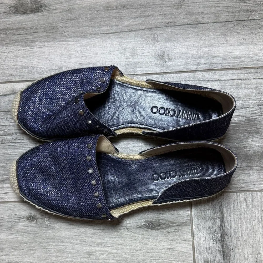 Jimmy Choo Dark Blue Espadrilles with Stud Accents Size 37 6.5 US